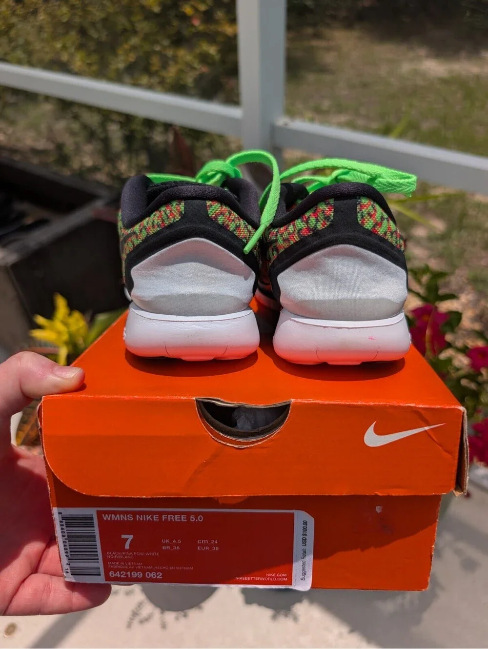 RARE Nike Free 5.0 Women’s Size 7 Running Shoes Voltage Green Orange Flyknit New